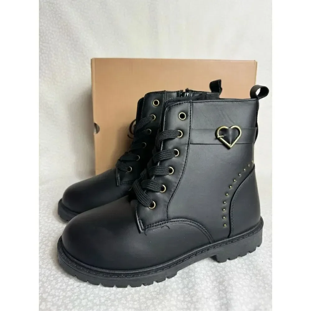 REGAZZA GIRLS BOOTS SIZE 4 LACE UP COMBAT Boots in BLACK